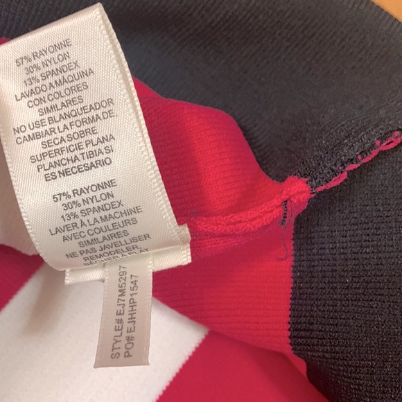 ELIZA J Color Blocking stripes high neck sleeveless exposed gold zip back size 4 - Picture 7 of 11